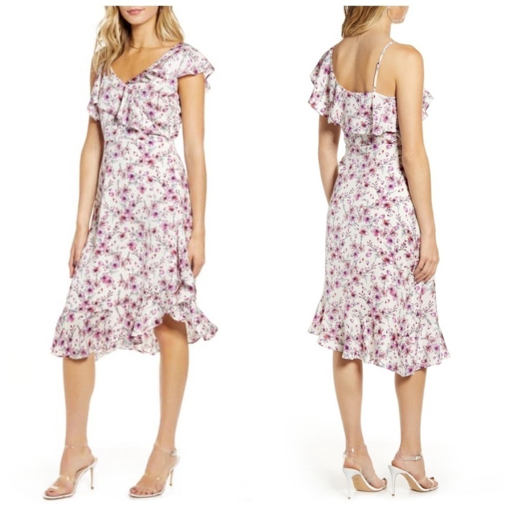 Cupcakes & Cashmere Delphia Floral One Shoulder Midi Dress NWT 10